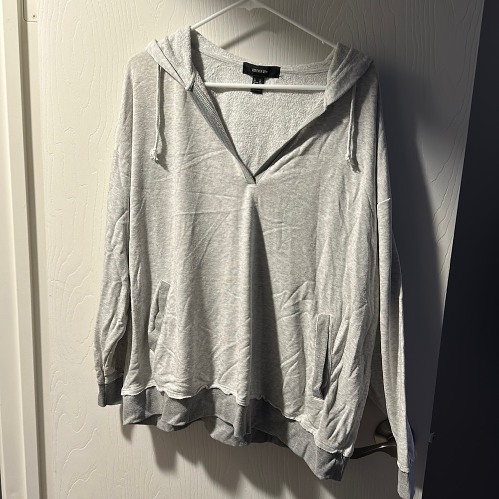 Grey V neck hoodie